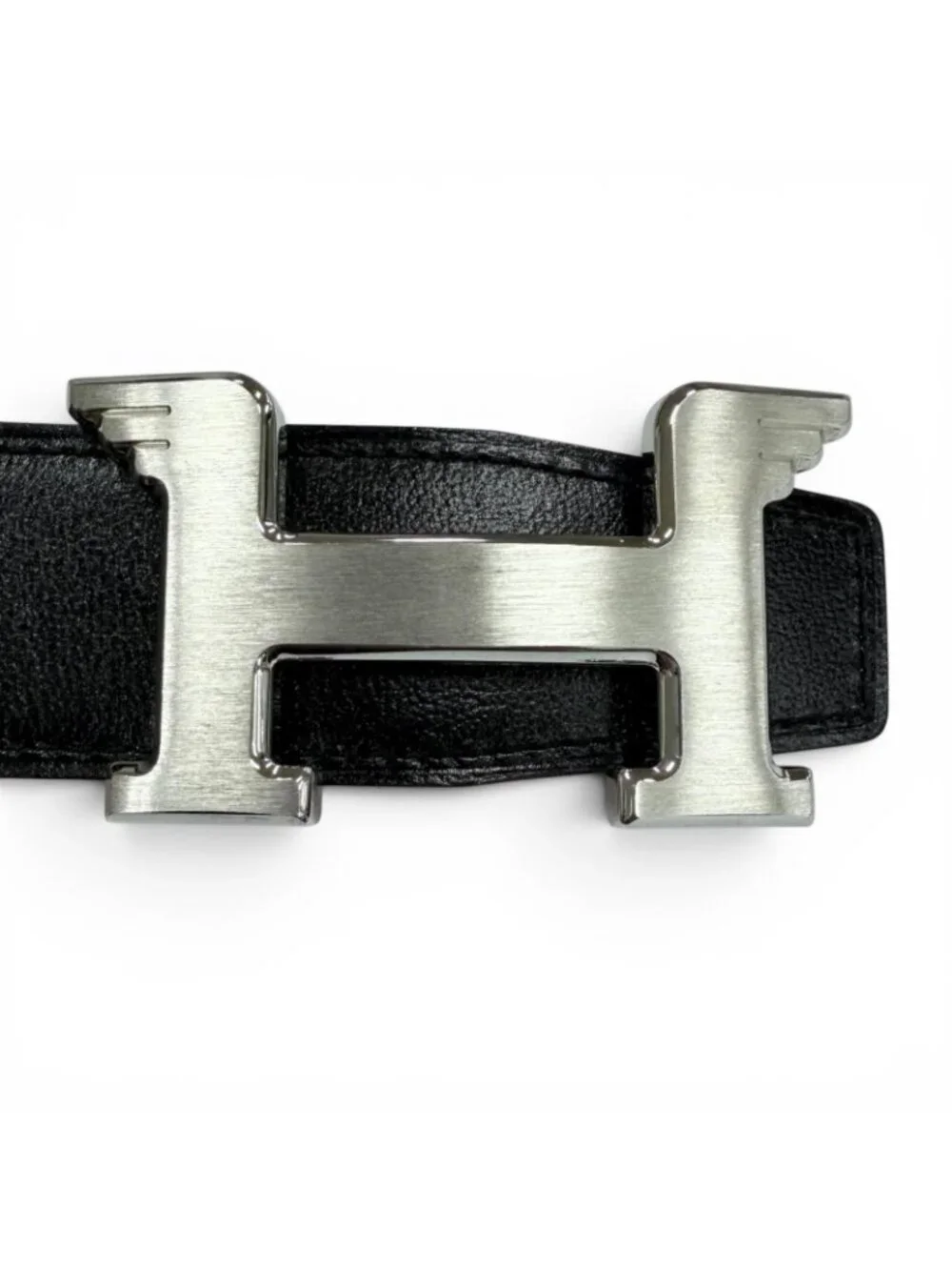 Hermes Constance Pegasus Box Calf Togo Silver Reversible Belt Black Orange